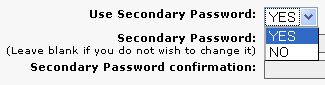 Использовать второй пароль?